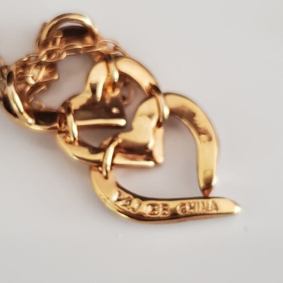 VTG PAJ BB Triple Heart Necklace Gold Tone Silver Tone Classic and Romantic‎ - Picture 4 of 8